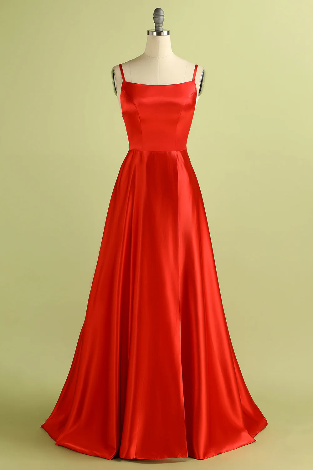 DingJiDress Red Backless Satin Prom Bridesmaid Dress