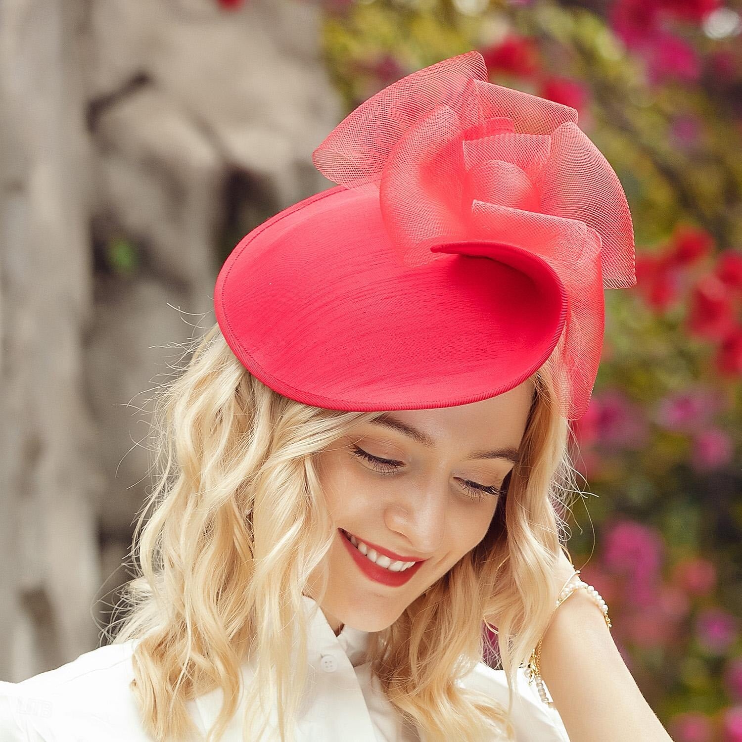 DingJiDress Headbands Hats Headwear Fiber Hat Top Hat Wedding Tea Party Elegant Wedding With Lace Side Tulle Headpiece Headwear