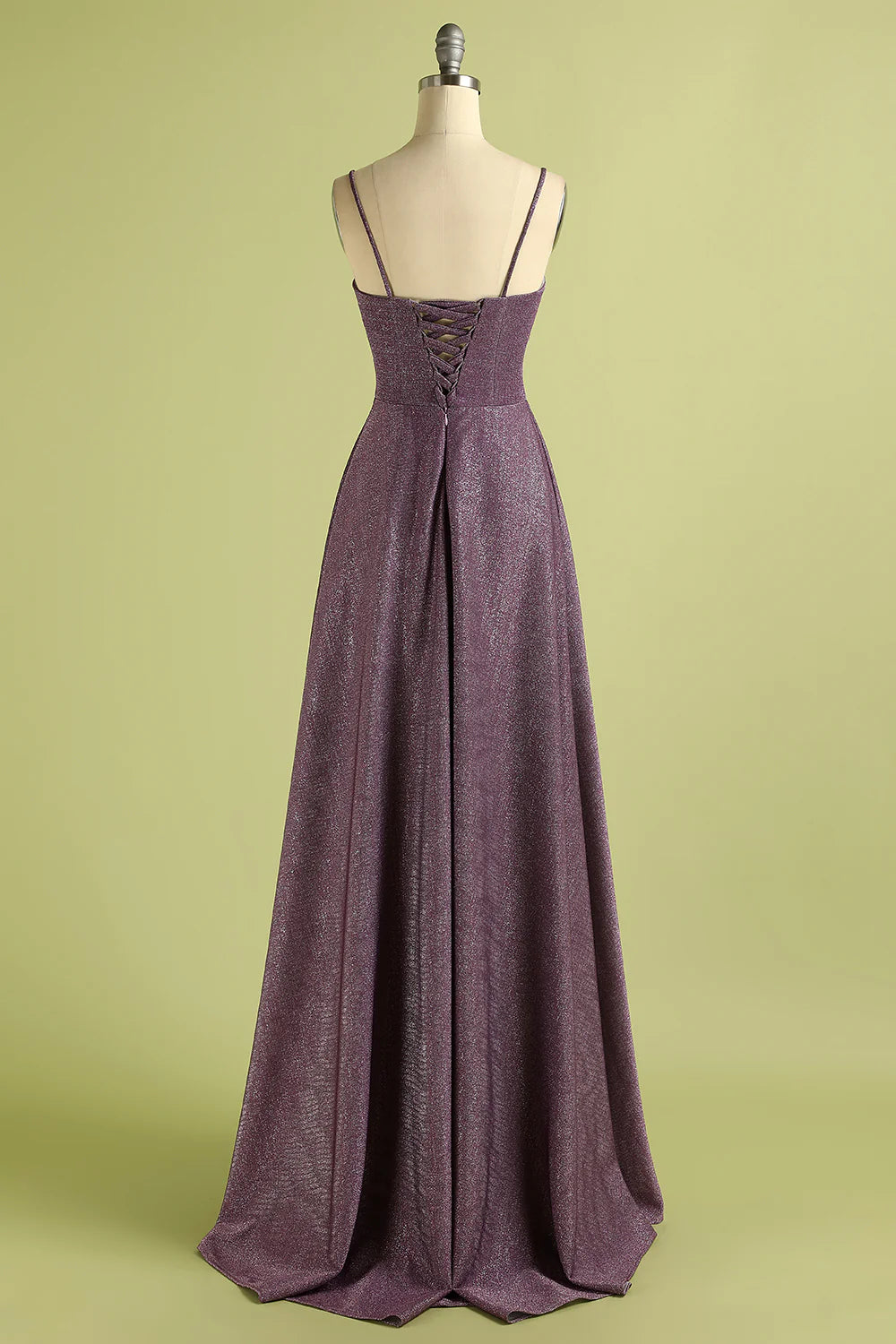 DingJiDress Grape Lace Up Long Satin Prom Dress