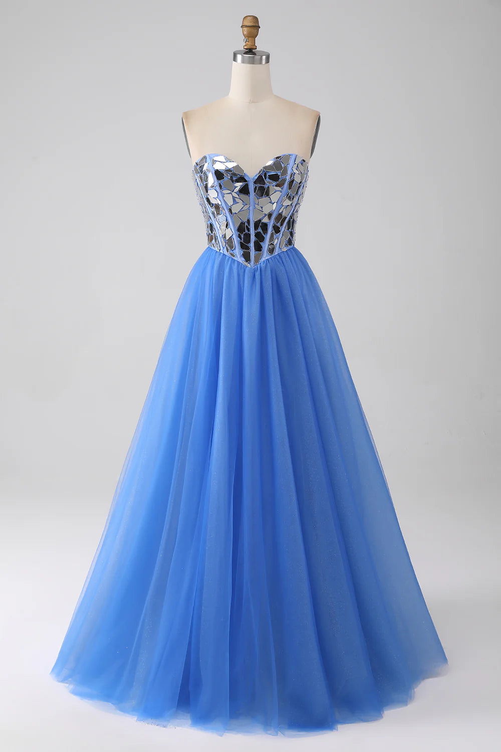 DingJiDress A-Line Sweetheart Mirror Royal Blue Prom Dress