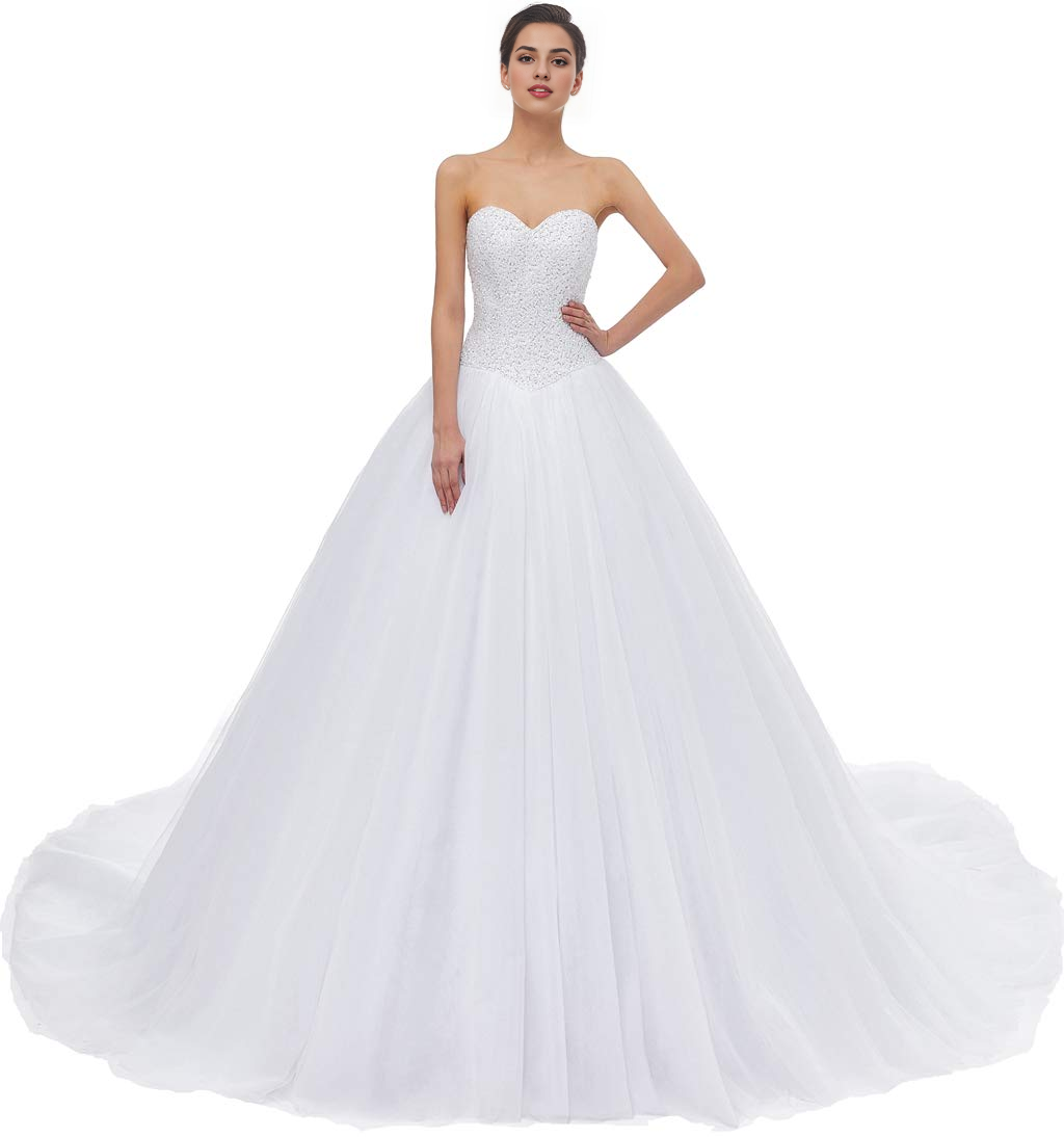 DingJiDress Wedding Dress A-line Sweetheart Tulle Train Gorgeous Fantastic Formal Women's Dresses