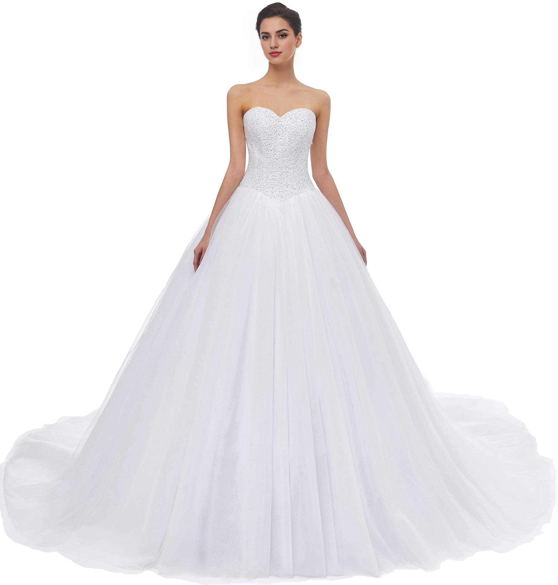 DingJiDress Wedding Dress A-line Sweetheart Tulle Train Gorgeous Fantastic Formal Women's Dresses