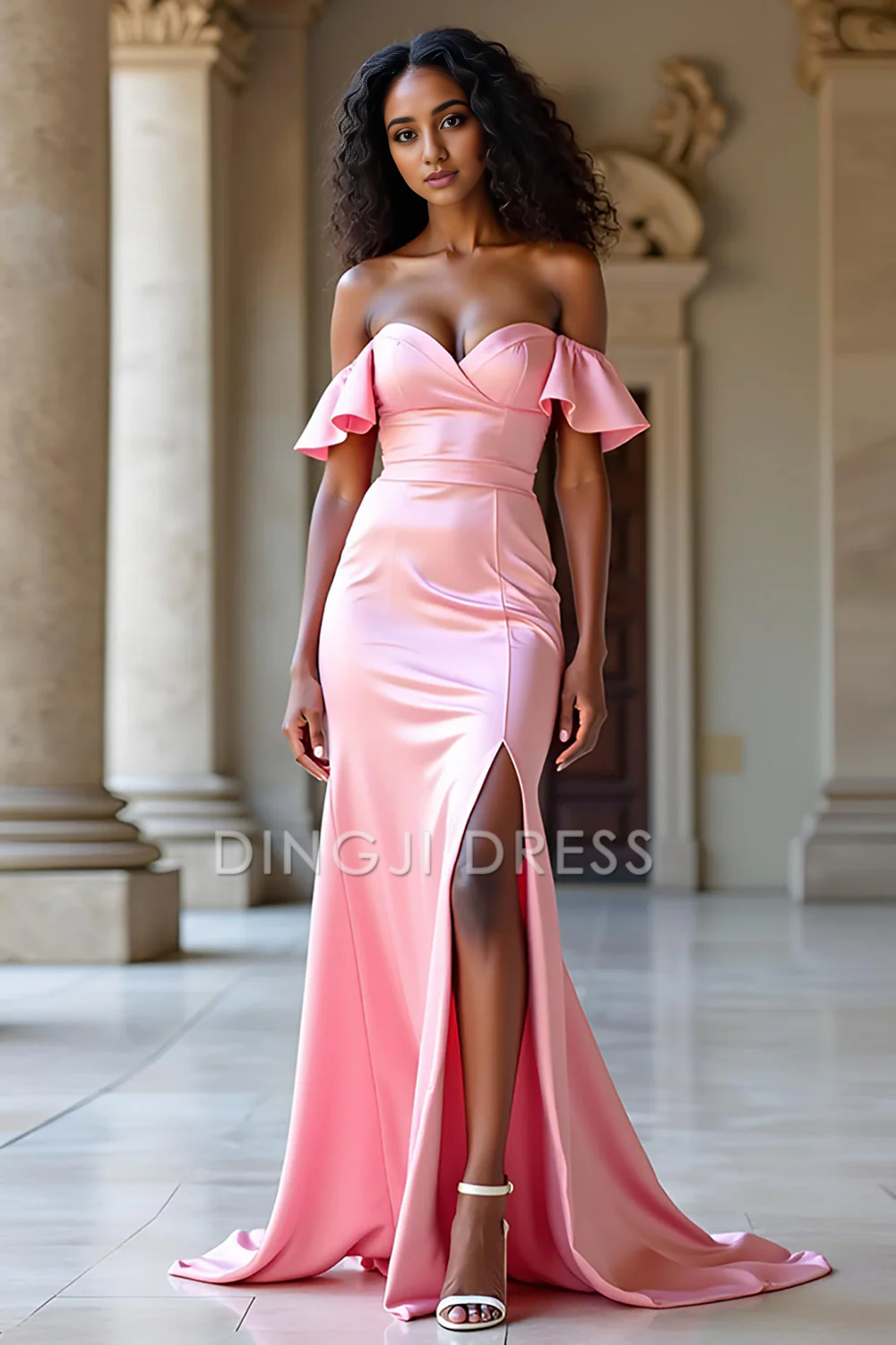 DingJiDress High Quality Dress Exquisite Ruffled Sheath Sweetheart Backless Fashion Long With Slit Prom Dress