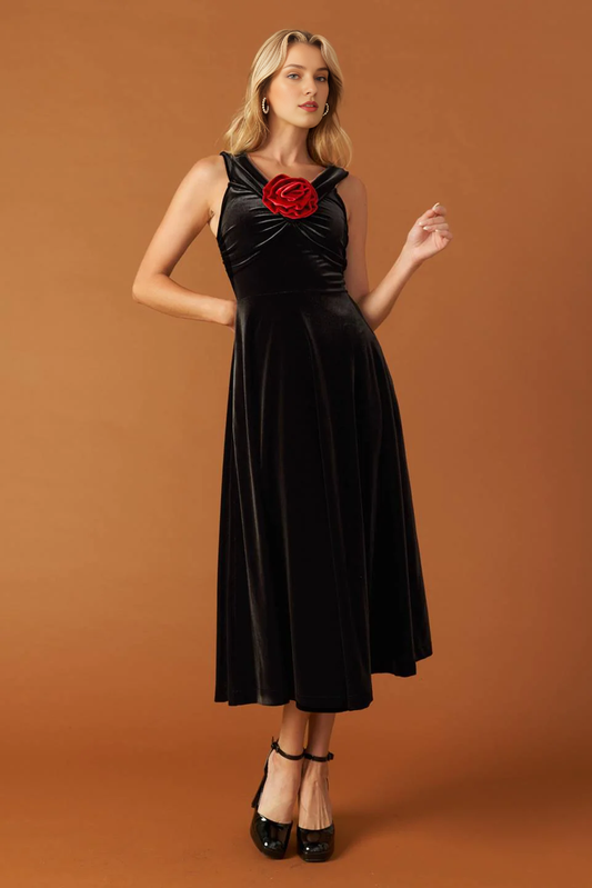 DingJiDress November December Wedding Guest Dress Fashion A Line Featuring Off Shoulder Neckline Rose Zipper Closure Velvet Dress Elegant Formal Party Dress