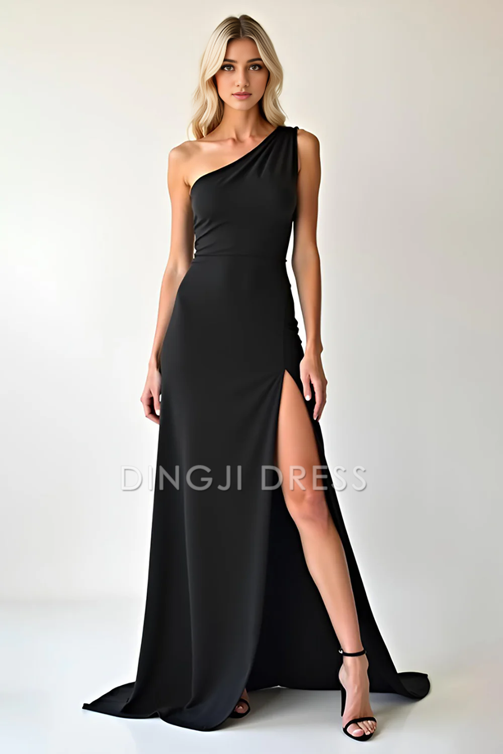 DingJiDress High Quality Dress Elegant One Shoulder Sheath Backless Simple Long With Slit Prom Dress