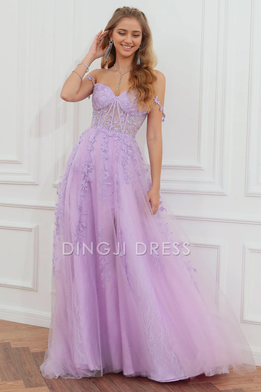 DingJiDress High Quality Dress Exquisite Off The Shoulder Sweetheart Long With Appliques Fashion Prom Dress