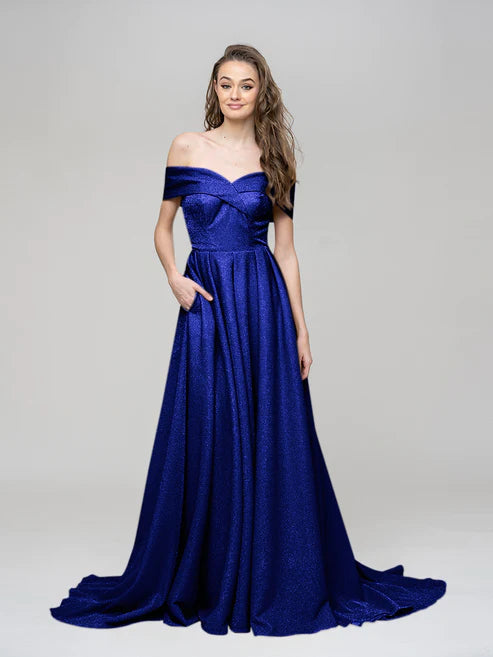 DingJiDress Off The Shoulder Sweetheart A Line Long Prom Dresses