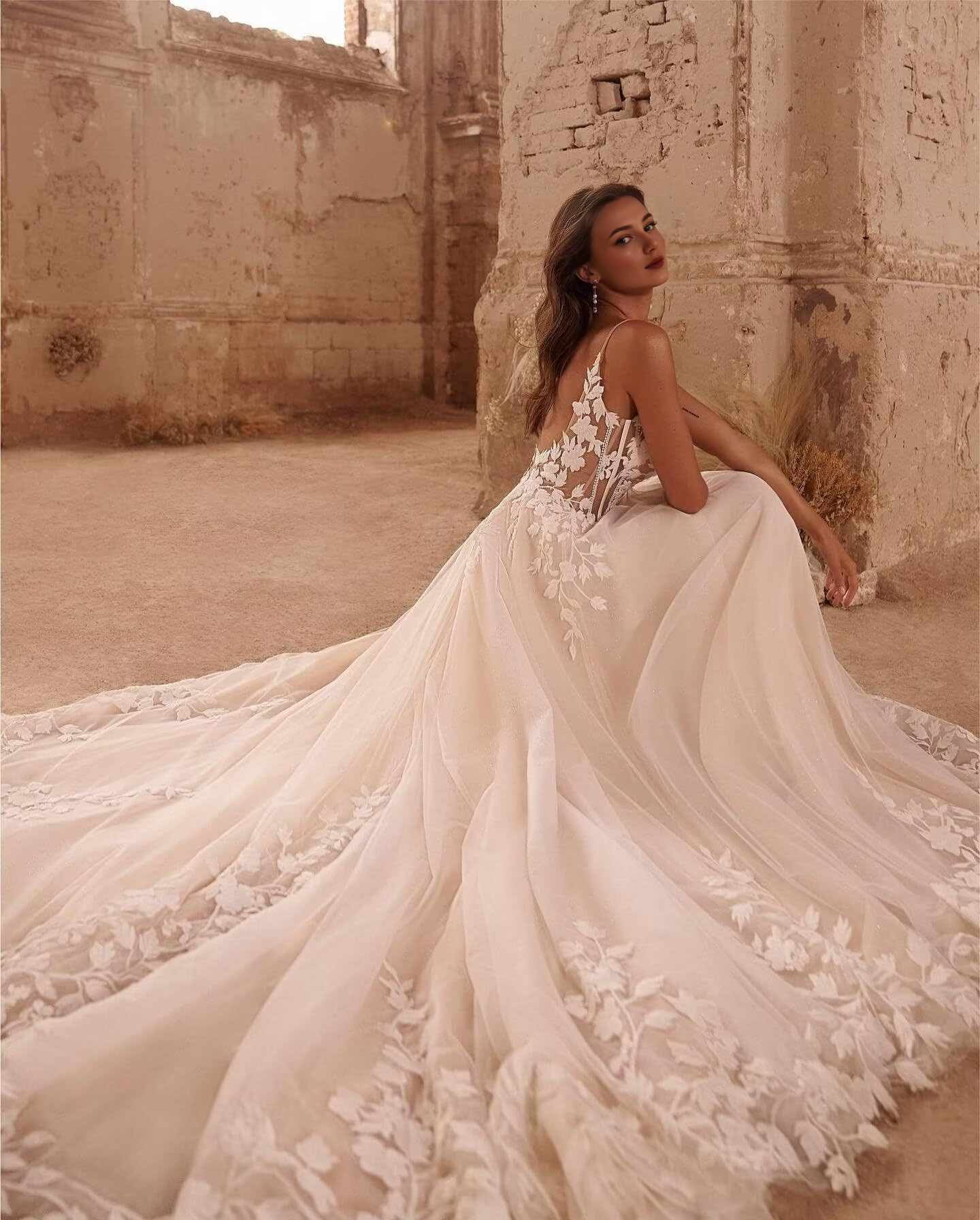 DingJiDress Wedding Dress Beach Lace Applique Tulle Long Bridal Gowns Formal Women's Dresses