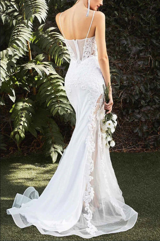 DingJiDress Wedding Dress December Wedding Stunning Mermaid Gown V-Neckline Sheer Corset Tulle Bodice Luxury Lace Applique Elegant Dress