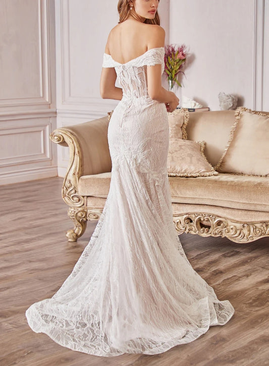 DingJiDress Wedding Dress December Wedding Strapless Sweetheart Neckline Mermaid Cultivate oneself Embossed Floral Pattern Gorgeous Elegant Simple Dress