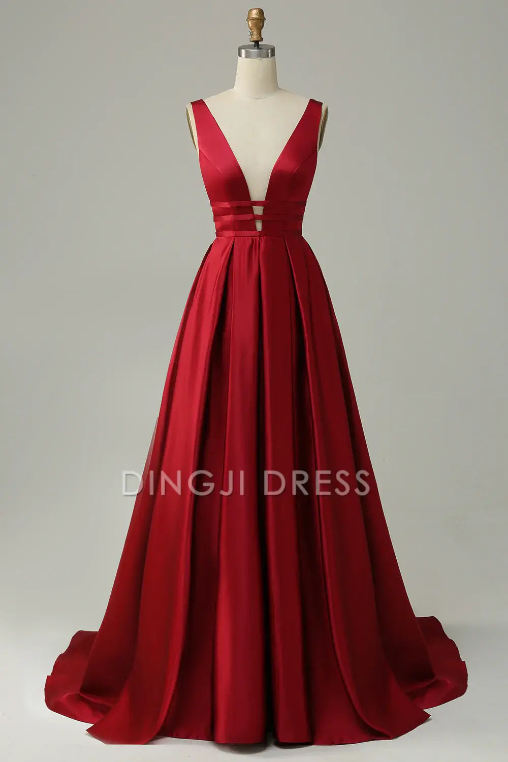 DingJiDress High Quality Dress Exquisite A Line Deep V Neck Backless Sweep Train Charming Prom Dress