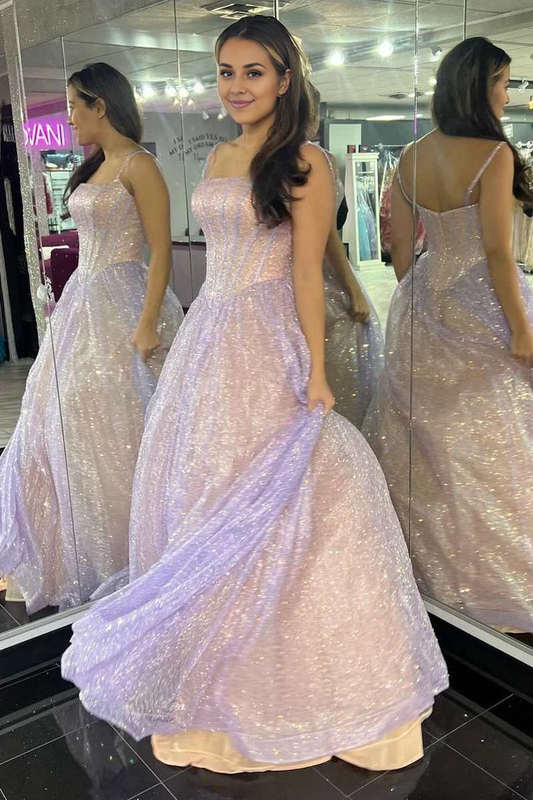 DingJiDress A-Line Spaghetti Strap Sequins Youthful High Quality Princess Prom Dress
