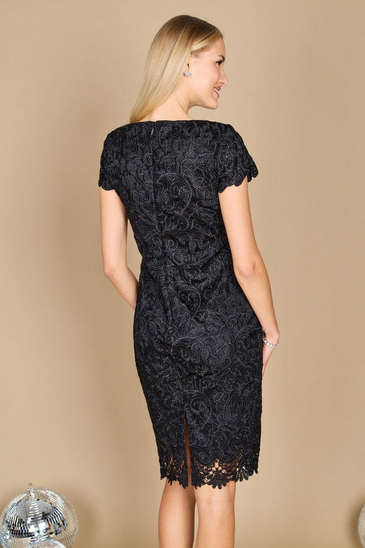 DingJiDress Evening Dress Elegant Round Neck Lace Straight Evening Dress Short Mother Of The Bride Dress