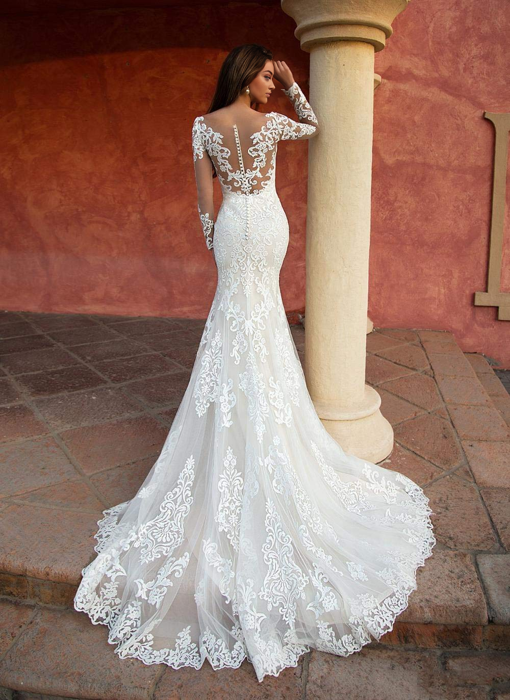 DingJiDress Wedding Dress Long Sleeve Lace Boho Gorgeous Bridal Gowns Formal Women's Dresses