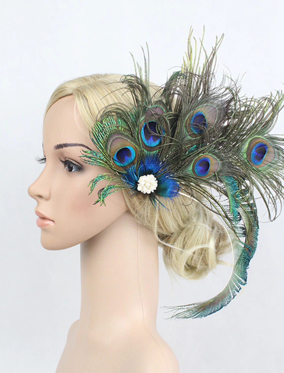DingJiDress Fascinators Kentucky Derby Hat Flowers Headwear Hair Clip Rhinestone Feather Fall Wedding Melbourne Cup Cocktail Royal Astcot Vintage 1920s The Great Gatsby With Floral Headpiece Headwear
