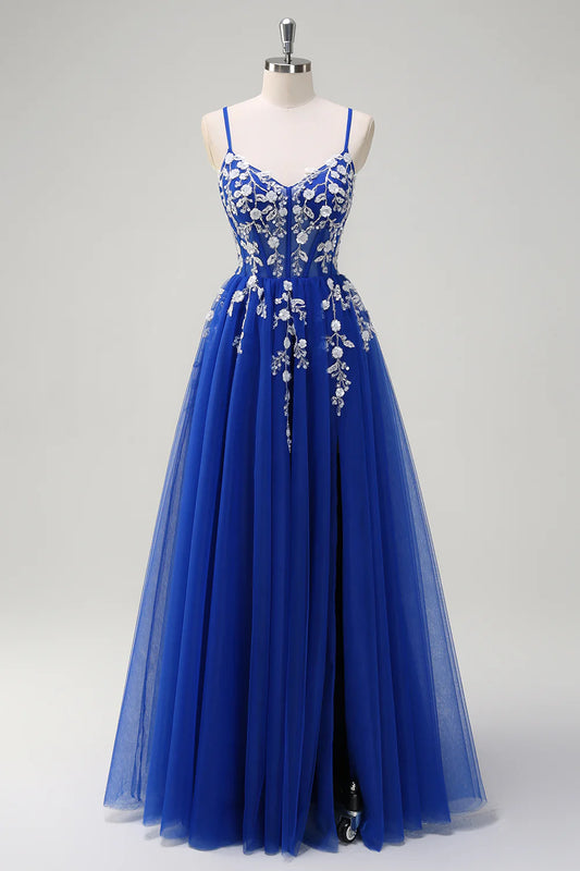 DingJiDress High Quality Dress Evening Dress Exquisite A-Line Spaghetti Straps Floral Backless With Slit Youthful Long Prom Dress