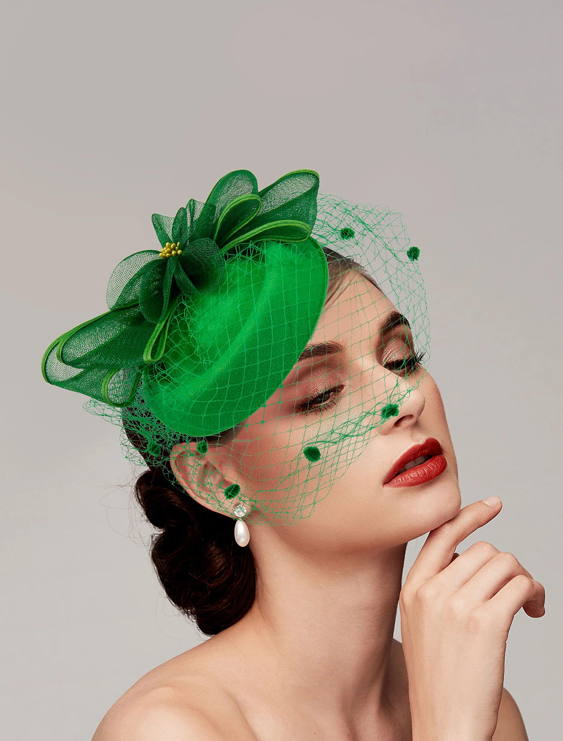 DingJiDress Feathers / Net Fascinators / Hats / Headpiece with Feather / Cap / Flower 1 PC Wedding / Horse Race / Ladies Day Headpiece