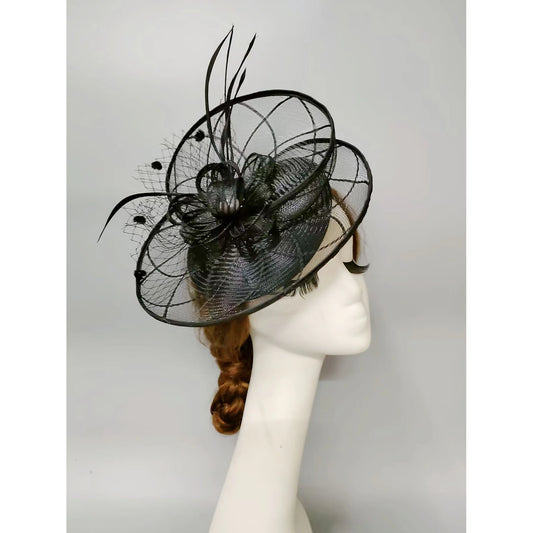 DingJiDress Fascinators Kentucky Derby Hat Headwear Headpiece Pearl Feathers Veil Hat Wedding Ladies Day Cocktail Royal Astcot With Feather Pearl Headpiece Headwear