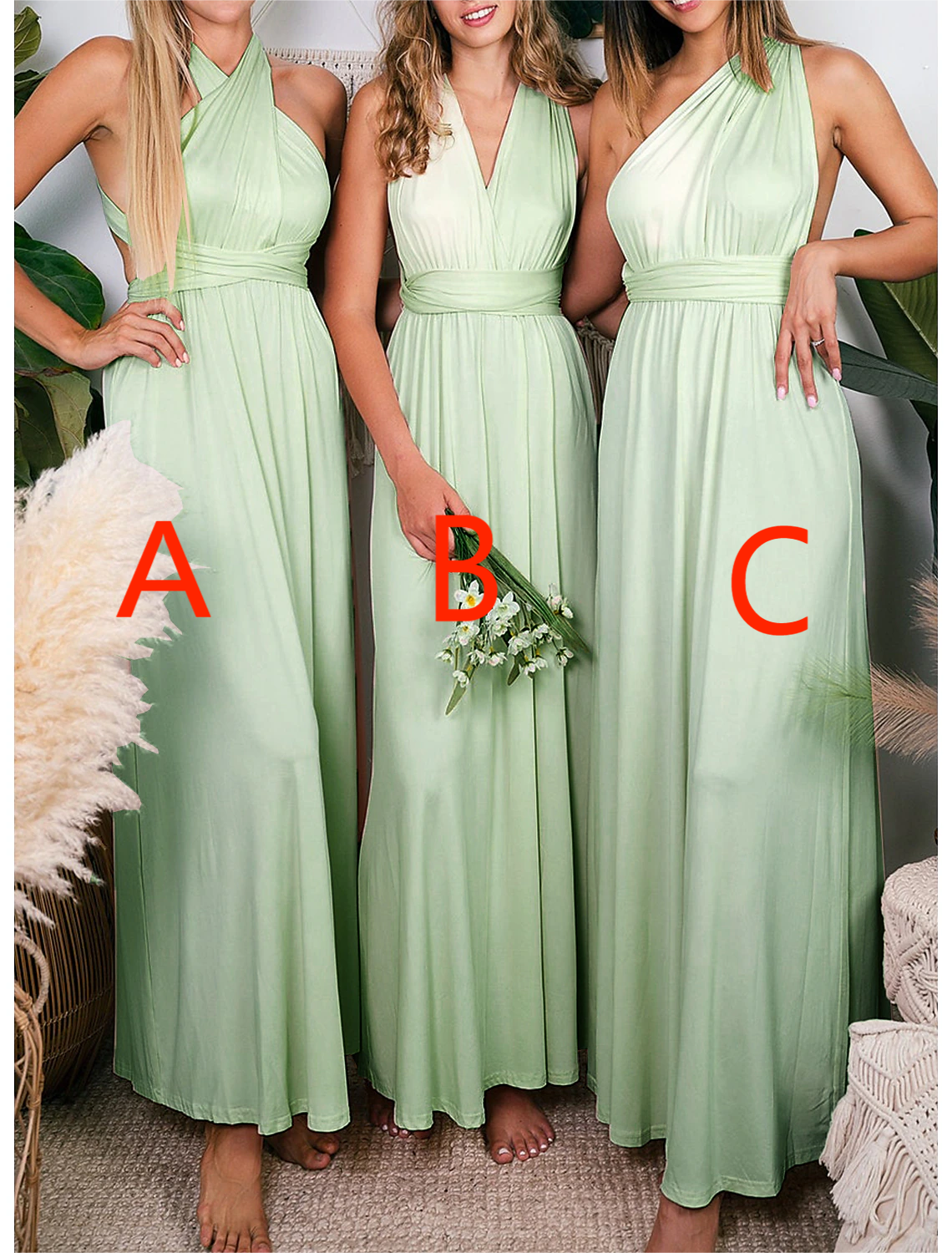 Sheath / Column Bridesmaid Dress Halter Sleeveless Convertible Ankle Length Spandex with Pleats