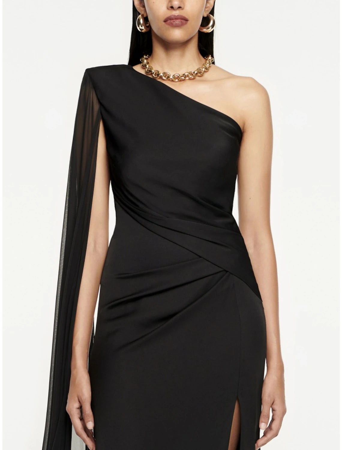 A-Line Evening Gown Elegant Dress Formal Sweep / Brush Train Black Dress Sleeveless One Shoulder Imitation Silk with Pleats Ruched