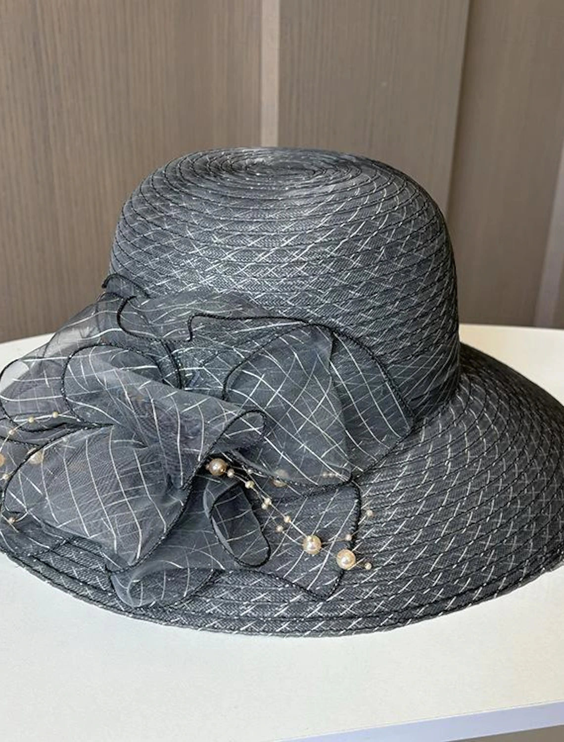 DingJiDress Fascinators Hats Headwear Polyester Tulle Bucket Hat Floppy Hat Sun Hat Holiday Beach Elegant Retro With Feather Faux Pearl Headpiece Headwear