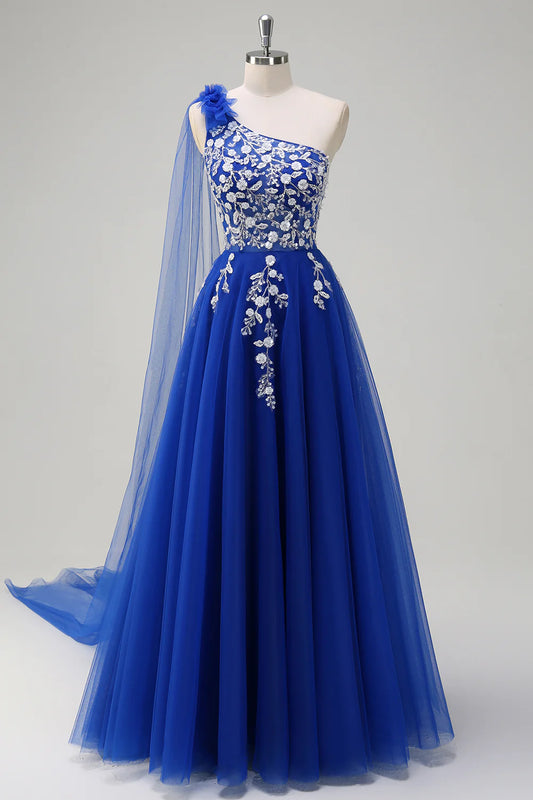 DingJiDress High Quality Dress Evening Dress Gorgeous A-Line One Shoulder Corset Romantic Floral Long Prom Dress
