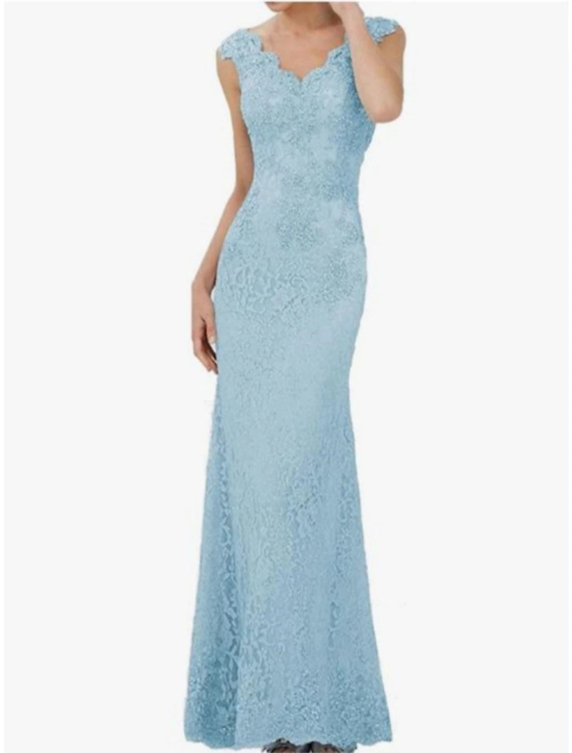 Sheath / Column Mother of the Bride Dress Wedding Guest Party Elegant V Neck Floor Length Lace Sleeveless with Pleats