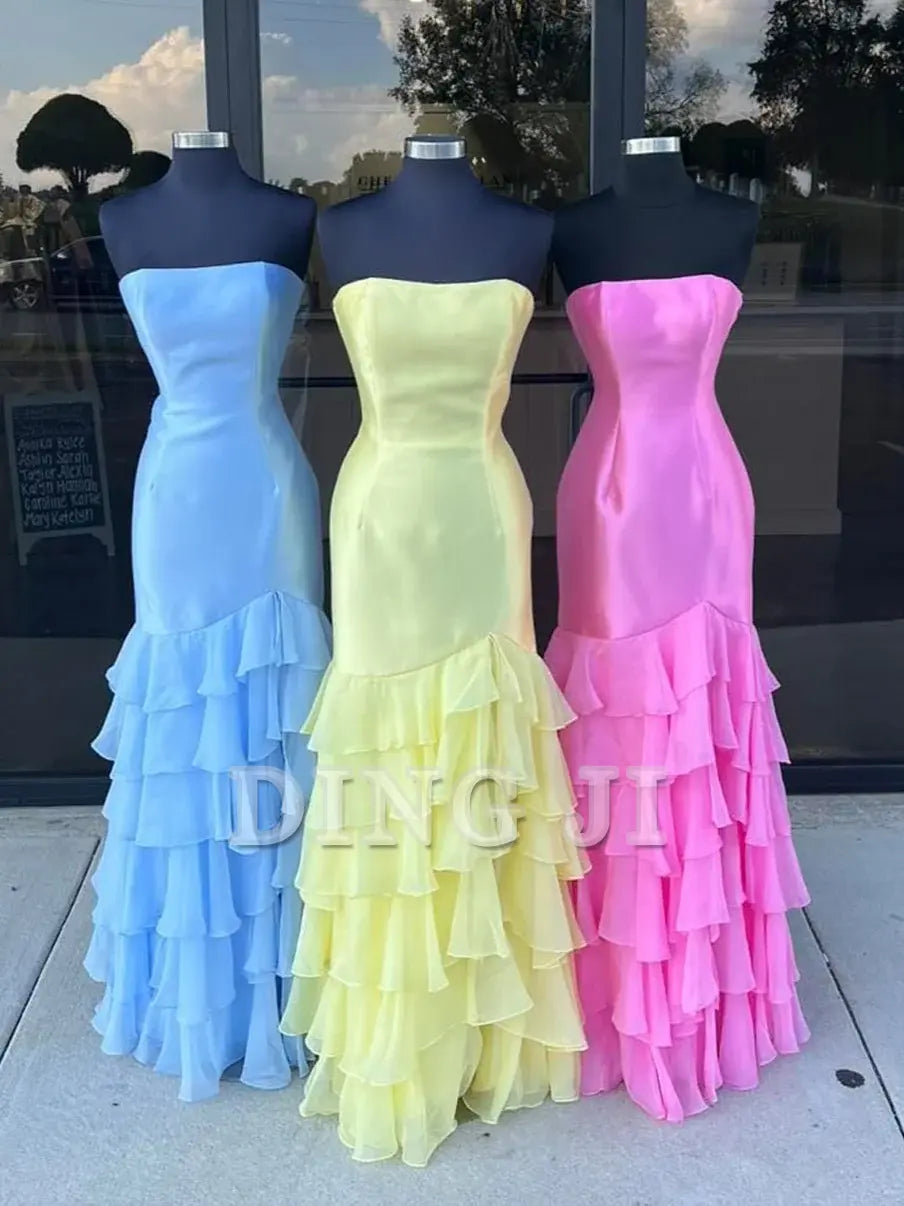 DingJiDress Evening Dress Mermaid Cultivate oneself Strapless layering Prom Dresses Side Fork Exquisite Formal Women's Dresses Wedding Guest Dresses