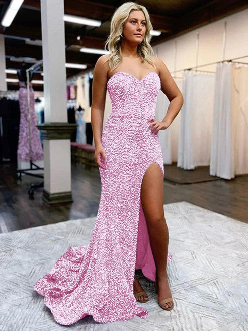 DingJiDress A-Line Sweetheart Sleeveless Long Court Train Velvet Sequin Prom Dress