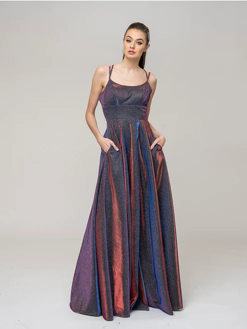 DingJiDress Floor Length Strappy A Line Formal Dresses With Pockets