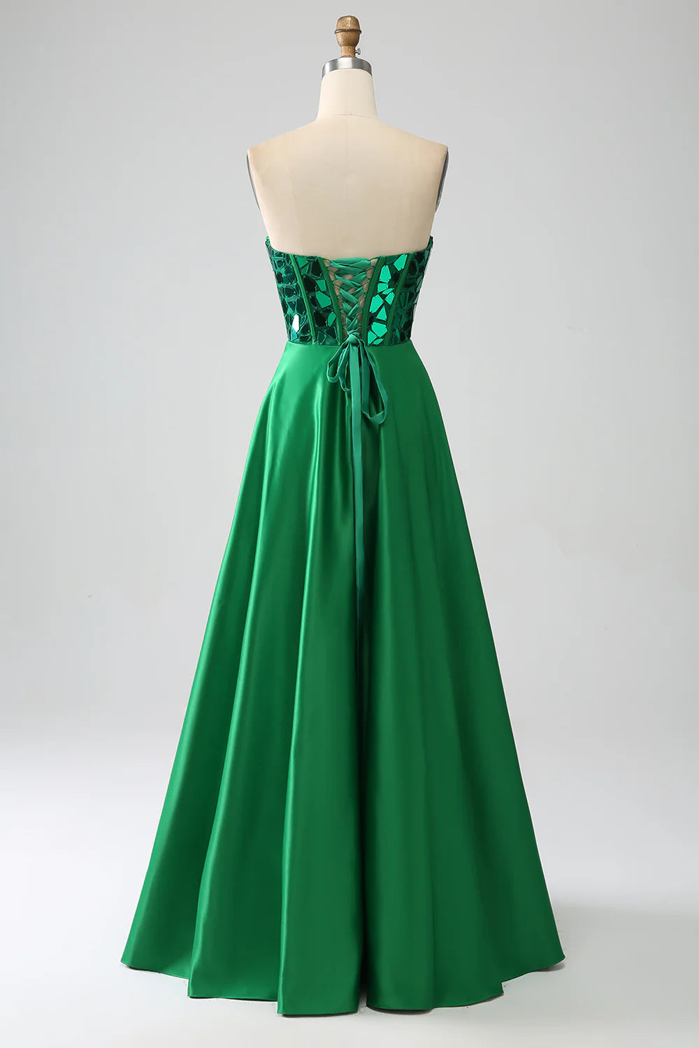 DingJiDress A-Line Sweetheart Dark Green Corset Prom Dress