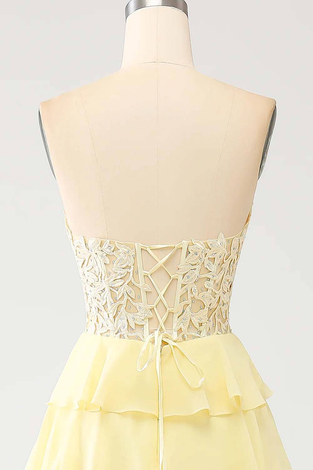 DingJiDress Yellow Sweetheart Tiered Long Prom Dress