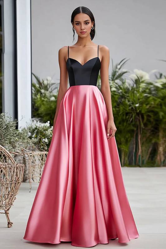 DingJiDress High Quality Dress A Line Sweetheart Spaghetti Straps Elegant Simple Satin Long Prom Dress