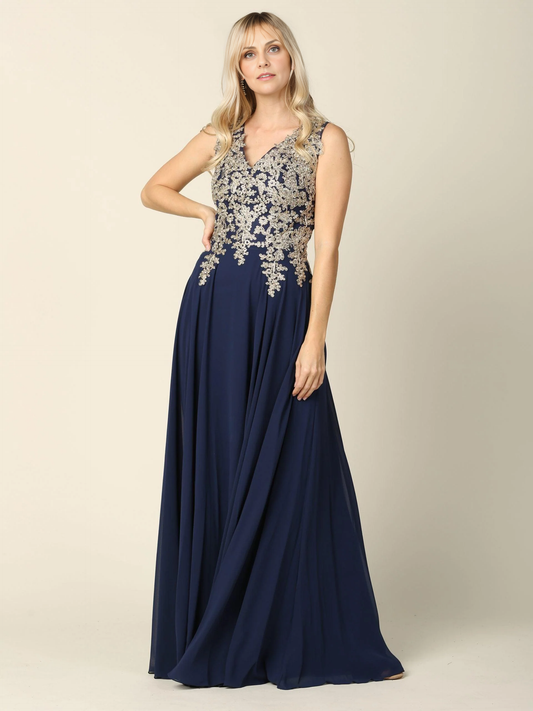 DingJiDress Evening Dress Elegant A Line V neck V-back Lace Applique Retro Fashion Mother Of The Bride Dress