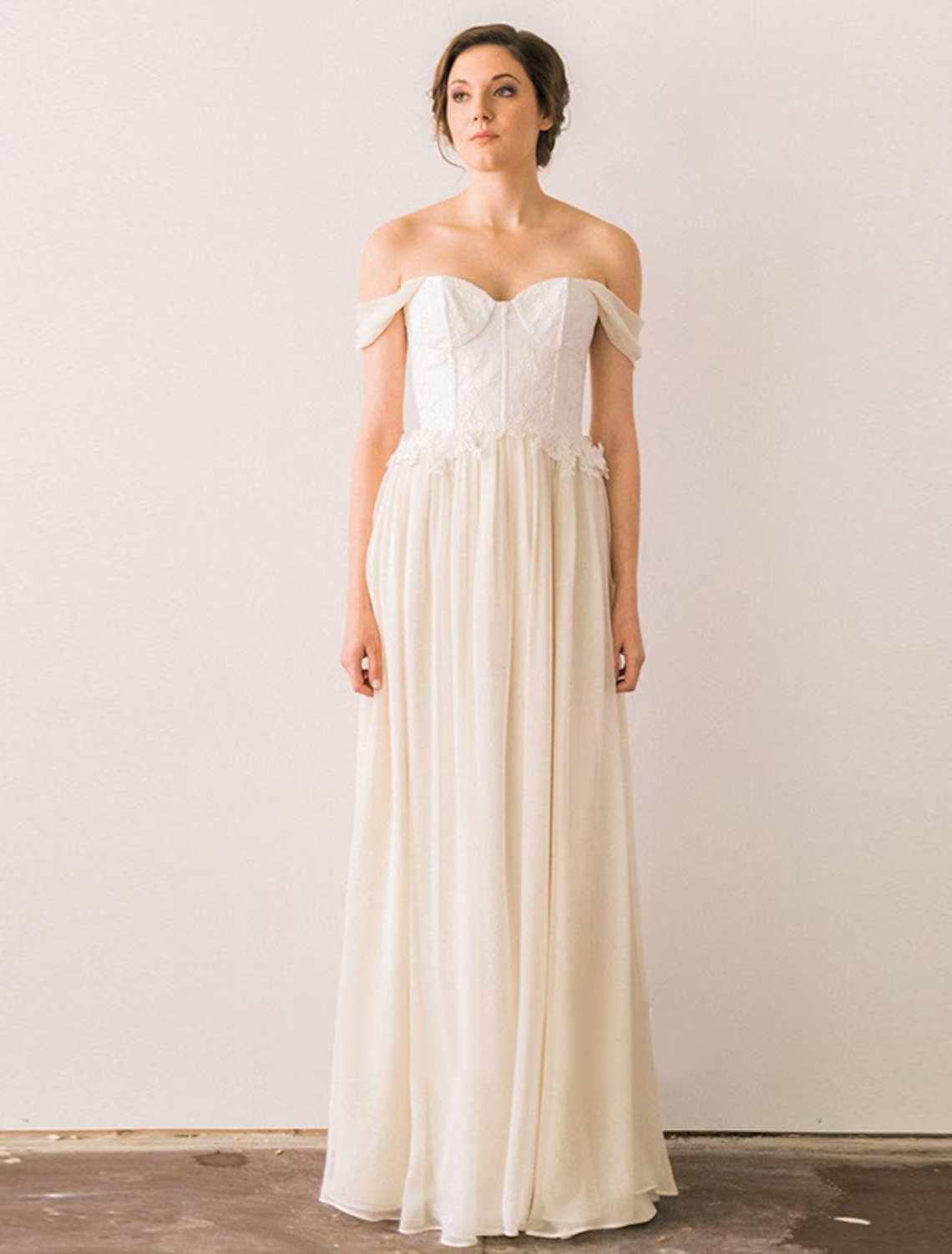 Beach Wedding Dresses A-Line Sleeveless Off Shoulder Chiffon With Pleats
