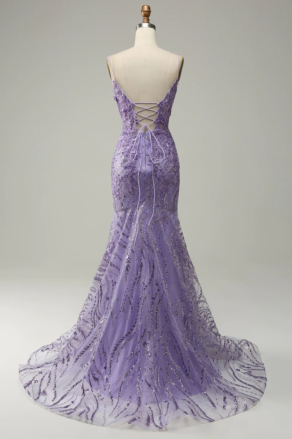 DingJiDress Mermaid Spaghetti Straps Purple Prom Dress with Beading