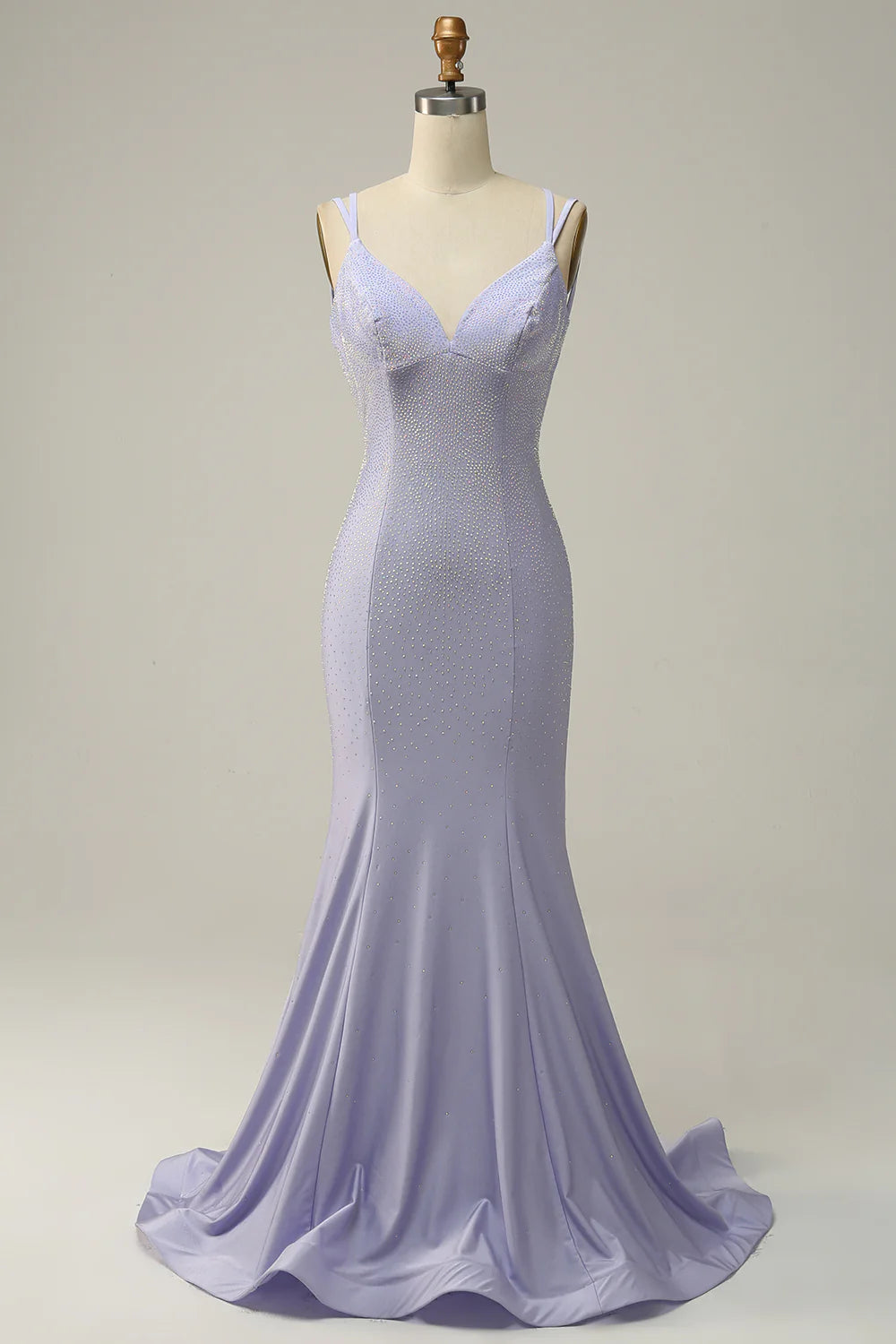 DingJiDress Lavender Mermaid Beading Sparkly Prom Dress