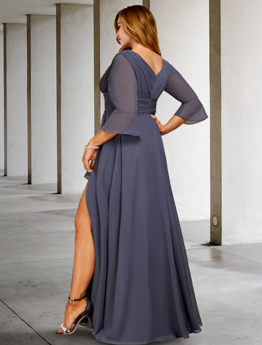 A-Line Mother of the Bride Dress Formal Church Party Elegant Scoop Neck Knee Length Lace Stretch Fabric Sleeve with Crystal Brooch