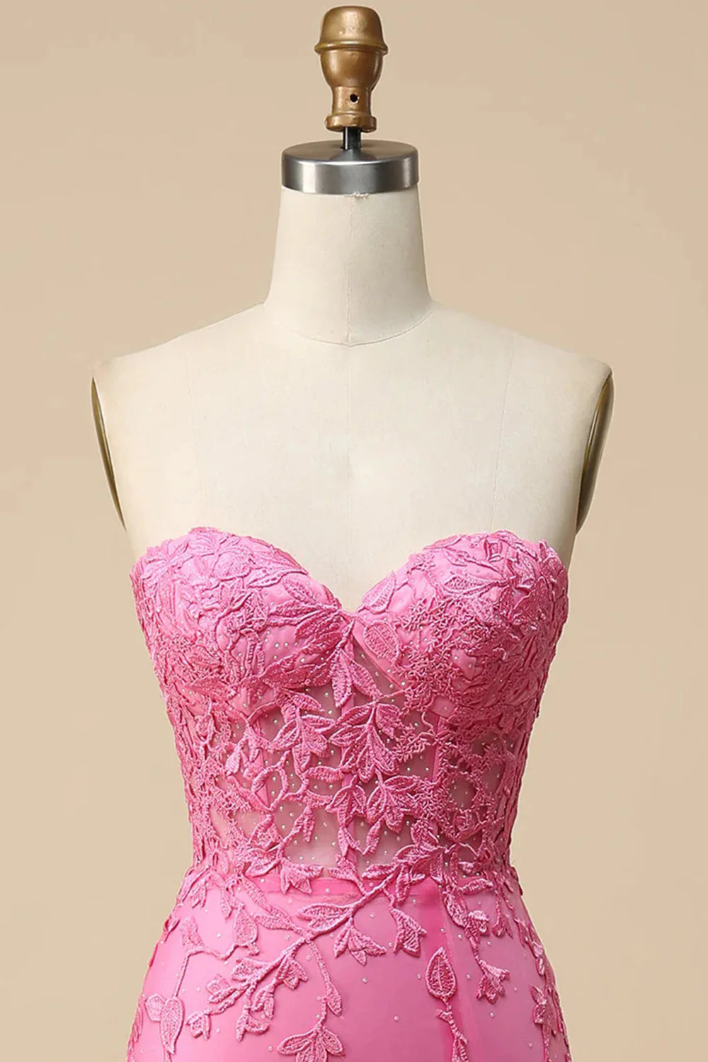 DingJiDress Corset Sweetheart Long Lace Mermaid Prom Dress with Slit