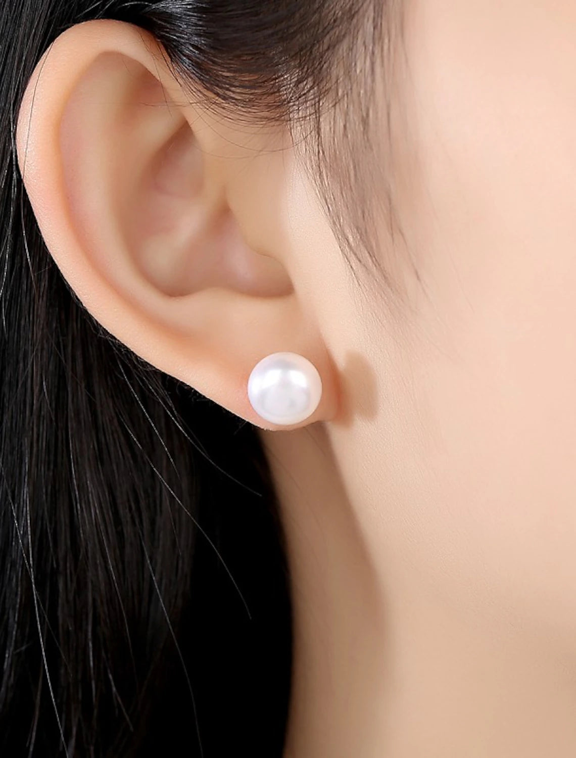 DingJiDress Women's White Pearl Stud Earrings Fine Jewelry Classic Precious Simple S925 Sterling Silver Earrings Jewelry White For Wedding Engagement 1 Pair