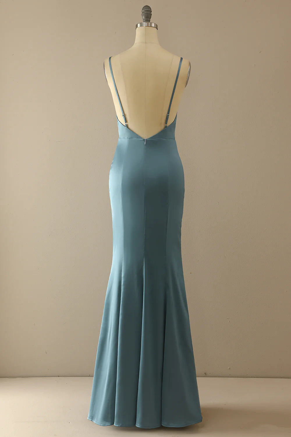 DingJiDress Mermaid Blue V Neck Long Prom Dress