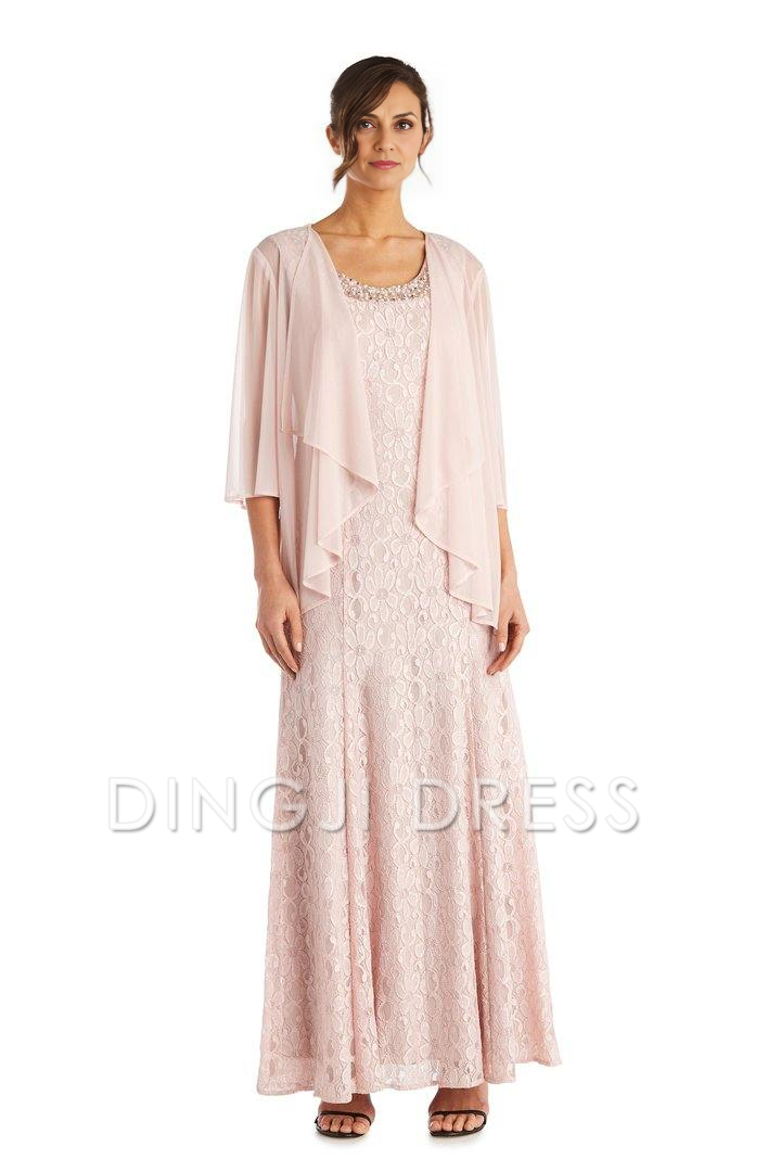 DingJiDress Evening Dress Elegant Mermaid two Piece Lace Long Mother Of The Bride Dress