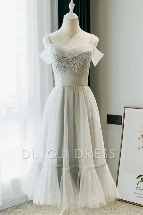 DingJiDress Short Prom Dress Elegant A Line Tea Length Off The Shoulder With Lace Appliques Best Selling Homecoming Dress