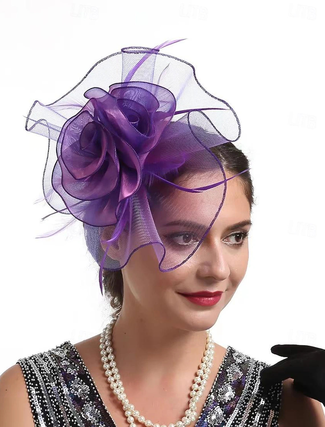 DingJiDress Fascinators Hats Headwear Hat Top Hat Veil Hat Horse Race Cocktail Elegant Vintage With Feather Bows Headpiece Headwear