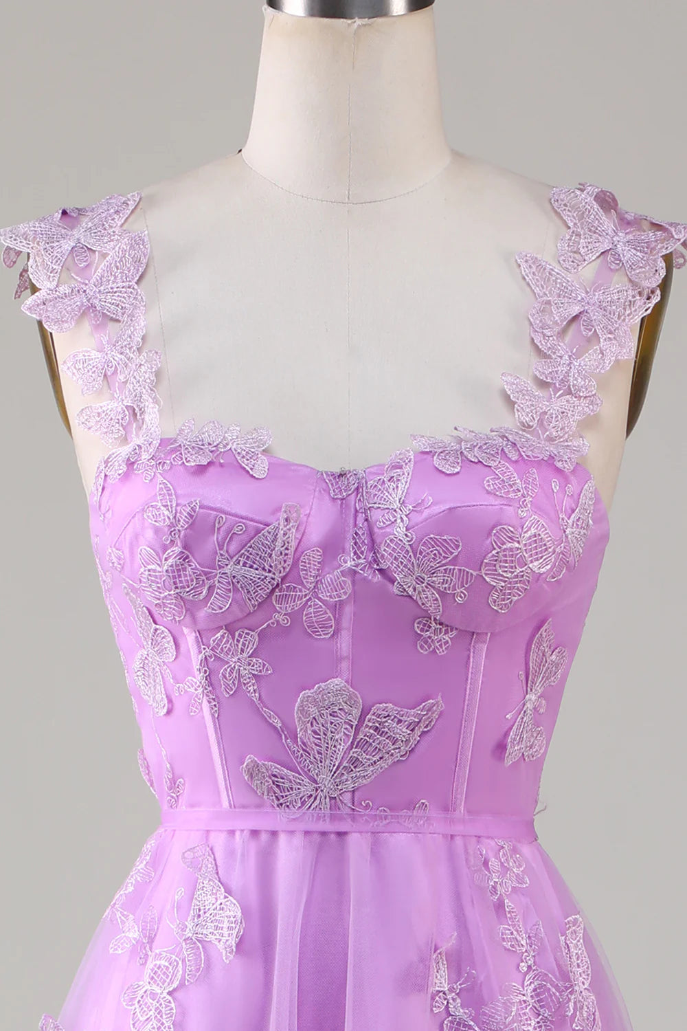 DingJiDress Green Corset Long Tulle Prom Dress with 3D Butterflies