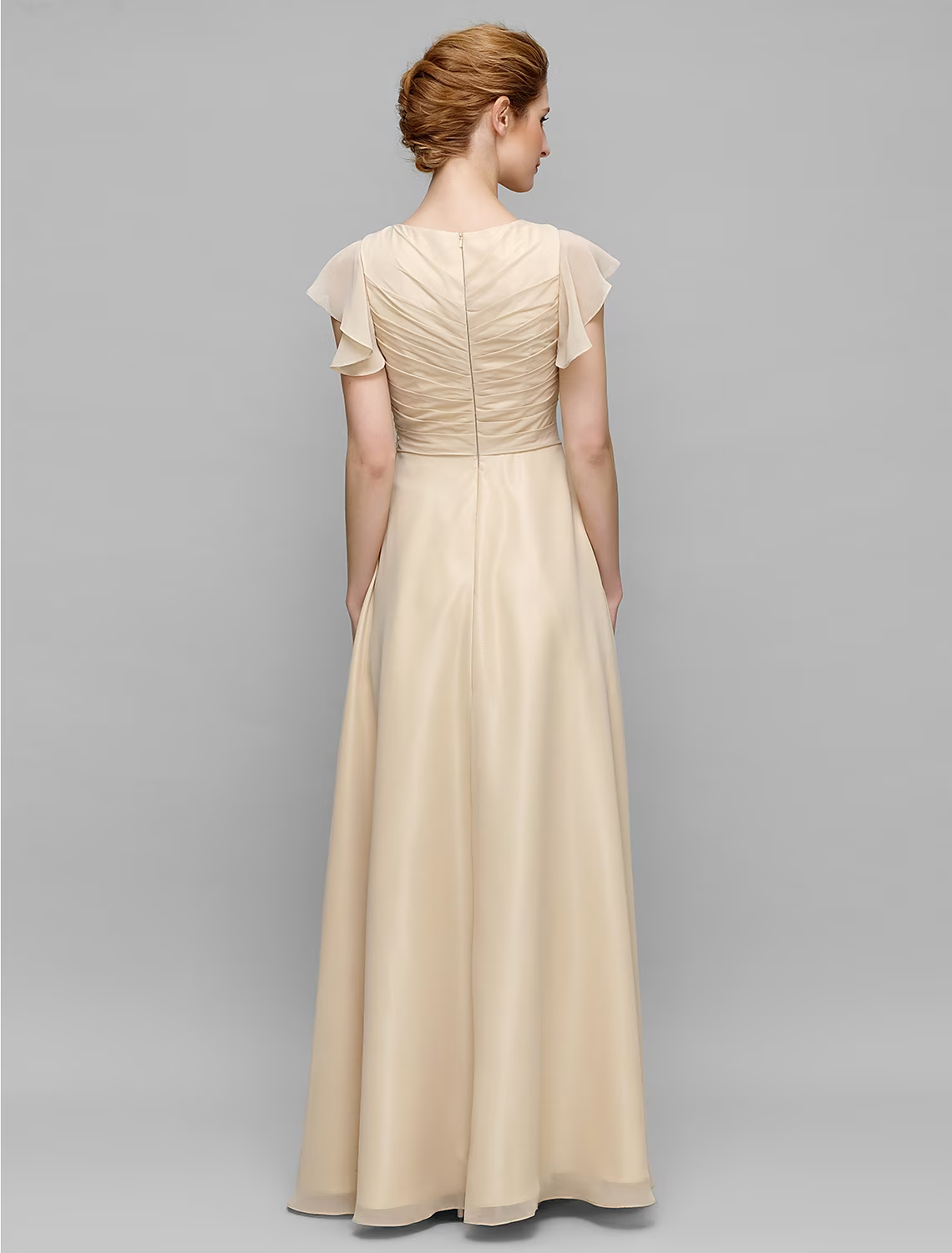 Mother of the Bride Dress Plus Size Elegant V Neck Floor Length Chiffon Sleeveless with Criss Cross Appliques