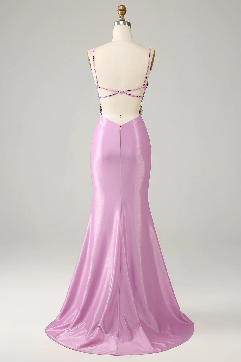 DingJiDress Purple Mermaid Backless Spaghetti Straps Butterflies Prom Dress