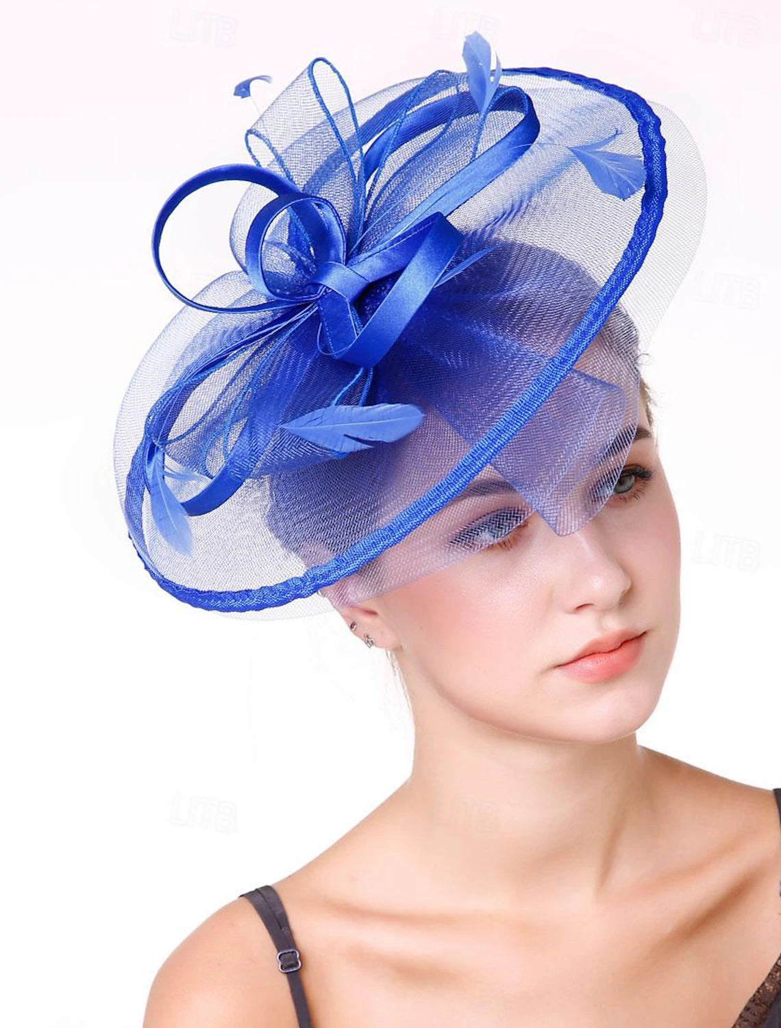 DingJiDress Fascinators Hats Headwear Hat Veil Hat Horse Race Cocktail Elegant Retro With Feather Pure Color Headpiece Headwear