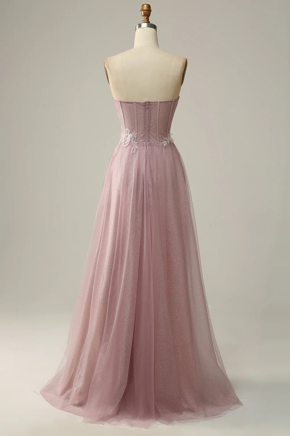 DingJiDress A Line Sweetheart Grey Purple Long Prom Dress with Appliques