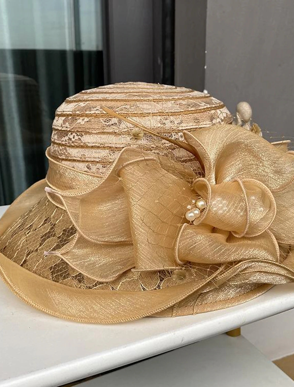 DingJiDress Fascinators Hats Headwear Polyester Straw Hat Casual Holiday Elegant Vintage With Feather Faux Pearl Headpiece Headwear